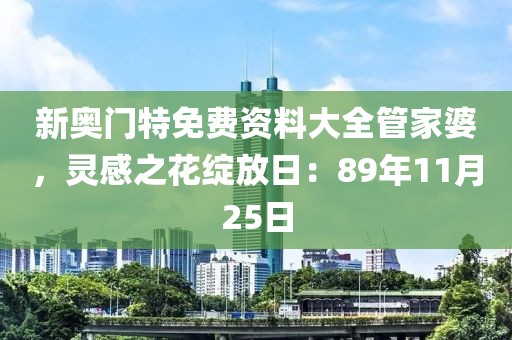 新奥门特免费资料大全管家婆，灵感之花绽放日：89年11月25日