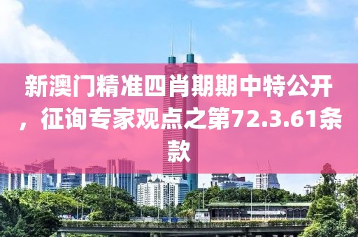新澳门精准四肖期期中特公开，征询专家观点之第72.3.61条款