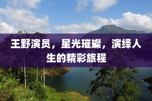 王野演员，星光璀璨，演绎人生的精彩旅程