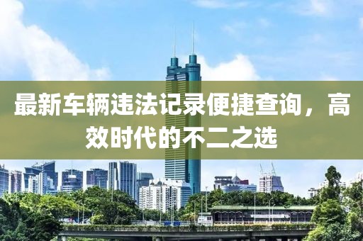 最新车辆违法记录便捷查询，高效时代的不二之选