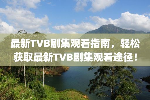 最新TVB剧集观看指南，轻松获取最新TVB剧集观看途径！